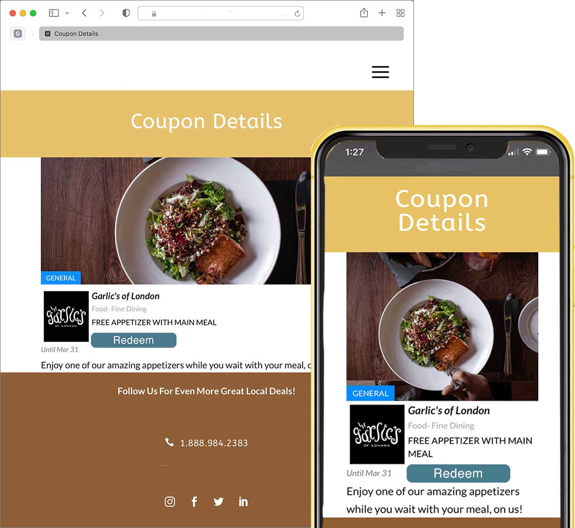 example of desktop and mobile website redemption