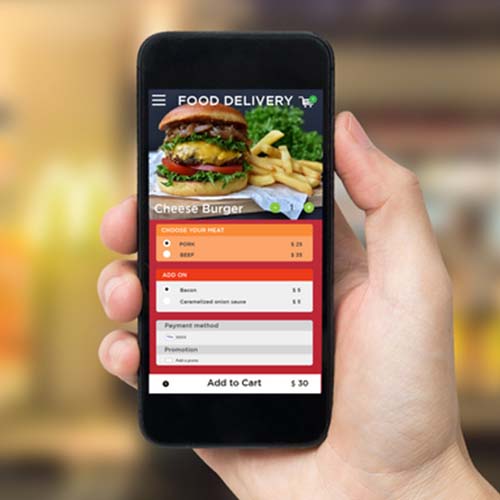 A restaurant mobile app on a smartphone.